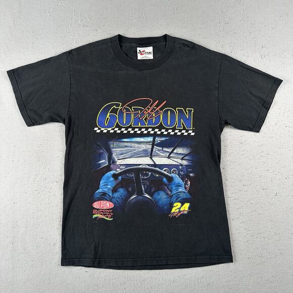 Vtg 1997 Jeff Gordon T Shirt‎ Men’s Medium Black Racing Nascar Du Pont - Picture 1 of 16
